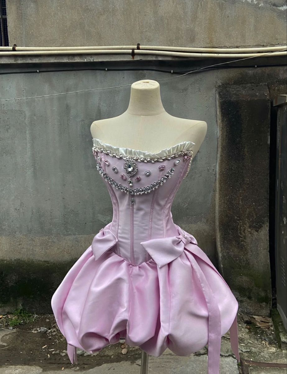 Purple Fashion Beading Elegant Short Satin Homecoming Dress Party Gown nv4855