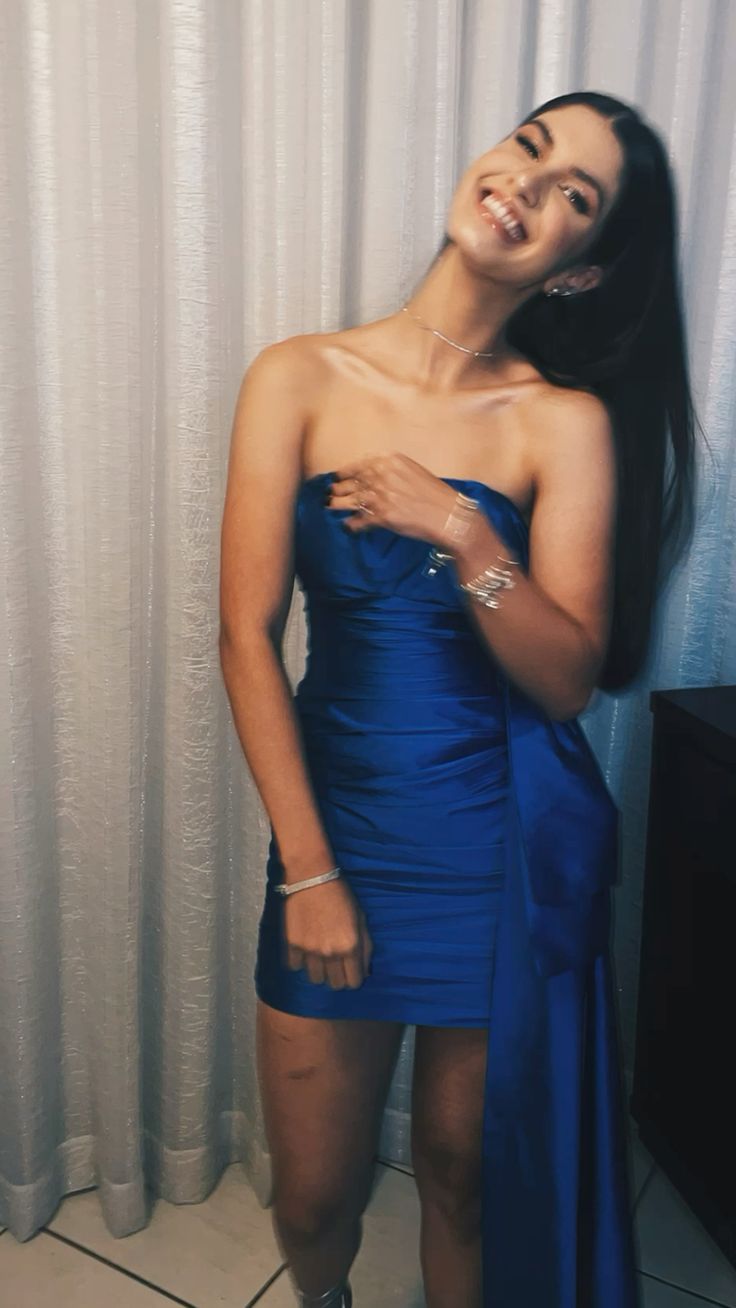 Blaues, modisches, schlichtes Tube-Top, kurzes Mini-Heimkehrkleid, Partykleid, Abendkleid nv2412