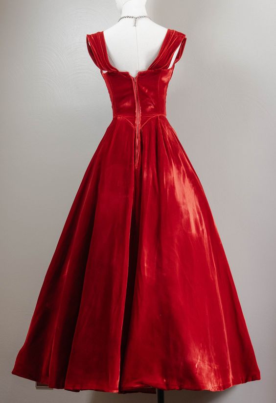Rotes Vintage-Mode breite Träger langes Samt elegantes Ballkleid Abendkleid Partykleid NV3394