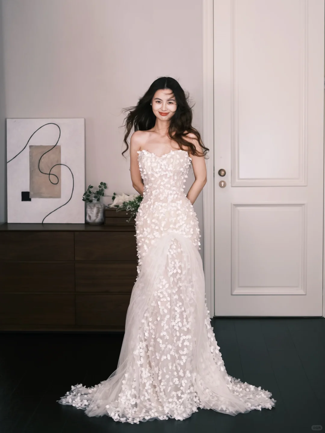 3D Floral Tulle Mermaid Wedding Dress Strapless Bridal Gown NV7311