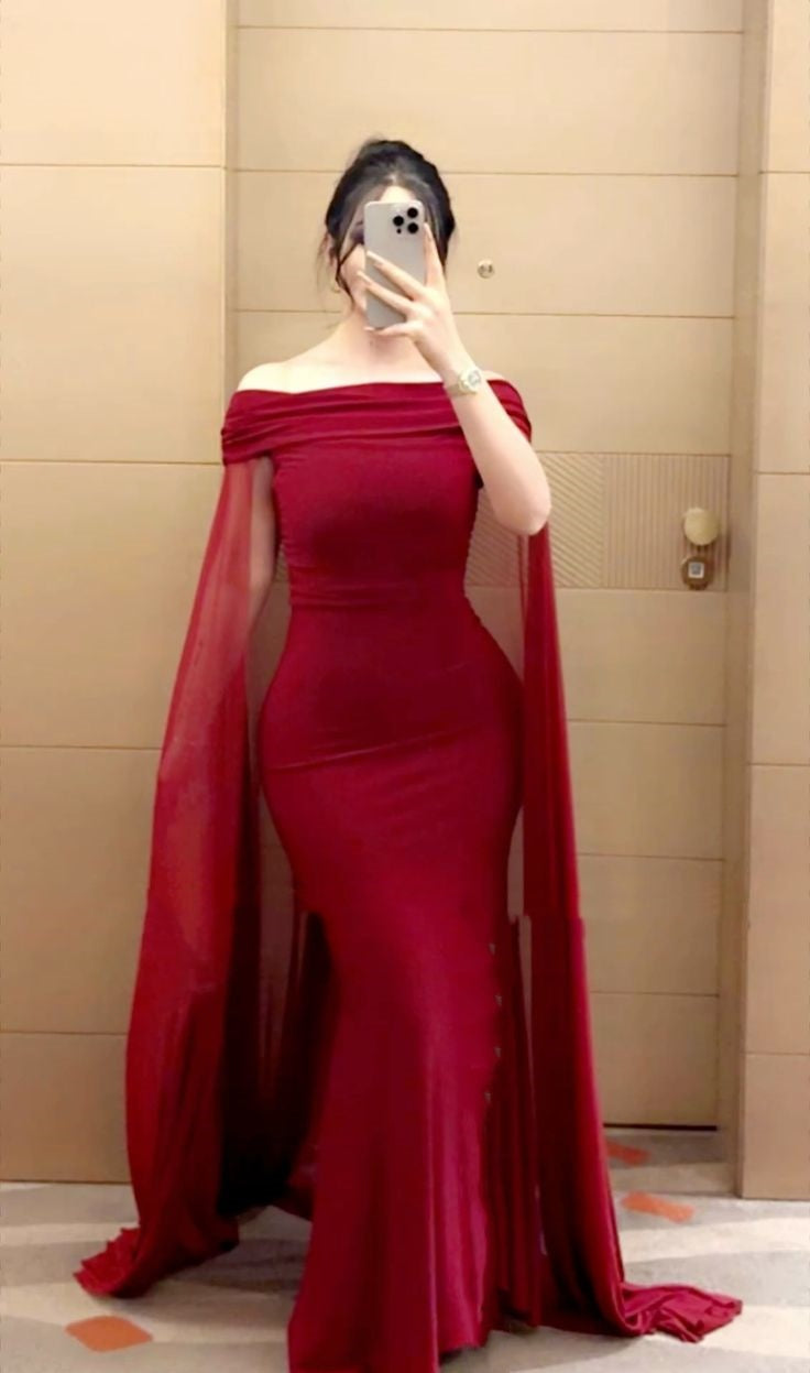 Rotes schlichtes, elegantes, charmantes One-Shoulder-Off-Shoulder-Mode-langes Kleid Ballkleid Abendkleid Partykleid NV2506