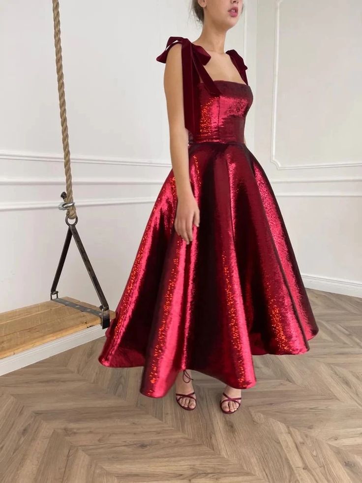 Red shiny elegant spaghetti strap long sequined ball gown evening dress party dress nv3538