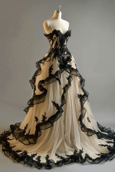NiceVestidos-Schwarz-Nude Paneel-Spitzen-Tüll-Trägerloses Ärmelloses Ballkleid mit Schleppe und bodenlanger Silhouette NV6186