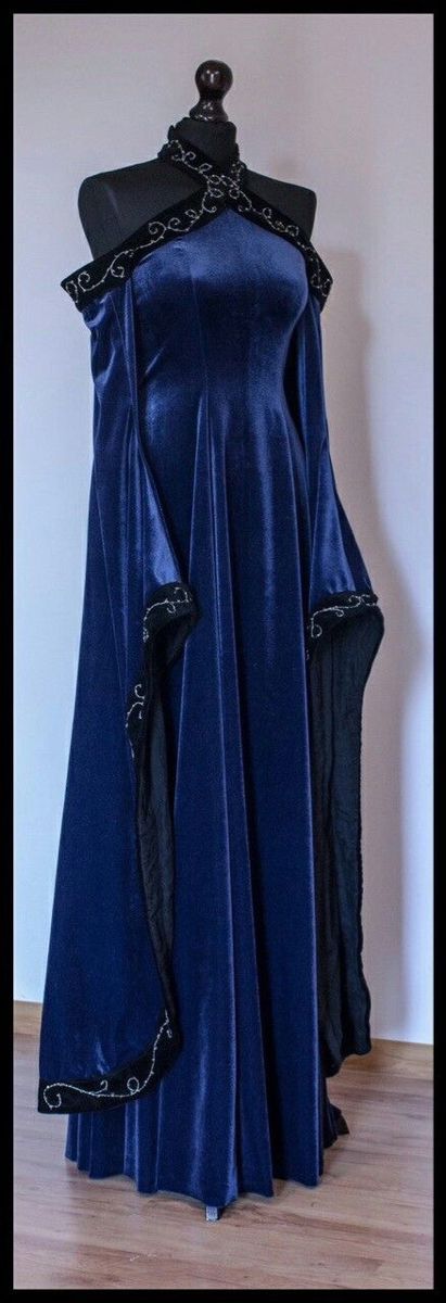 NiceVestidos - Robe médiévale en velours bleu NV5753