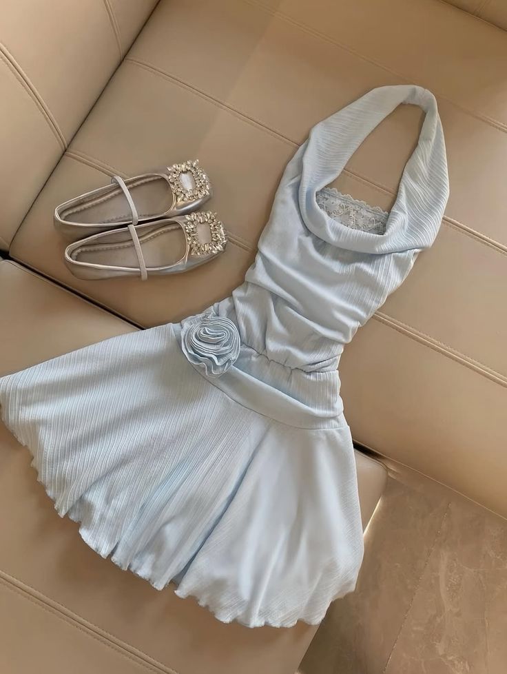 NiceVestidos - Blaues, modisches, kurzes Chiffon-Heimkehrkleid NV5625