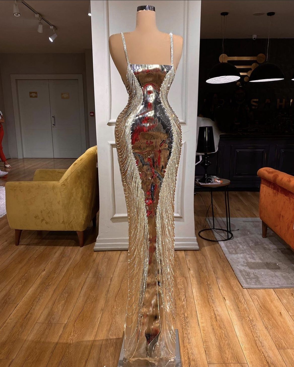 Silber Luxus Wunderschöne Perlenbesatz Funkelnd Sexy Elegante Meerjungfrau Bodycon Meerjungfrau Lange Bodenlange Abendkleid Ballkleid Partykleid nv5114