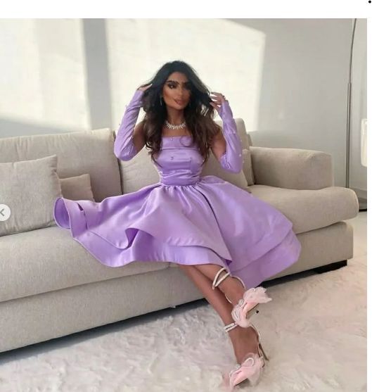 Lila trägerloses Satin A-Linie Kurzes Ballkleid Homecomingkleid Geburtstagskleid Abendkleid nv2108