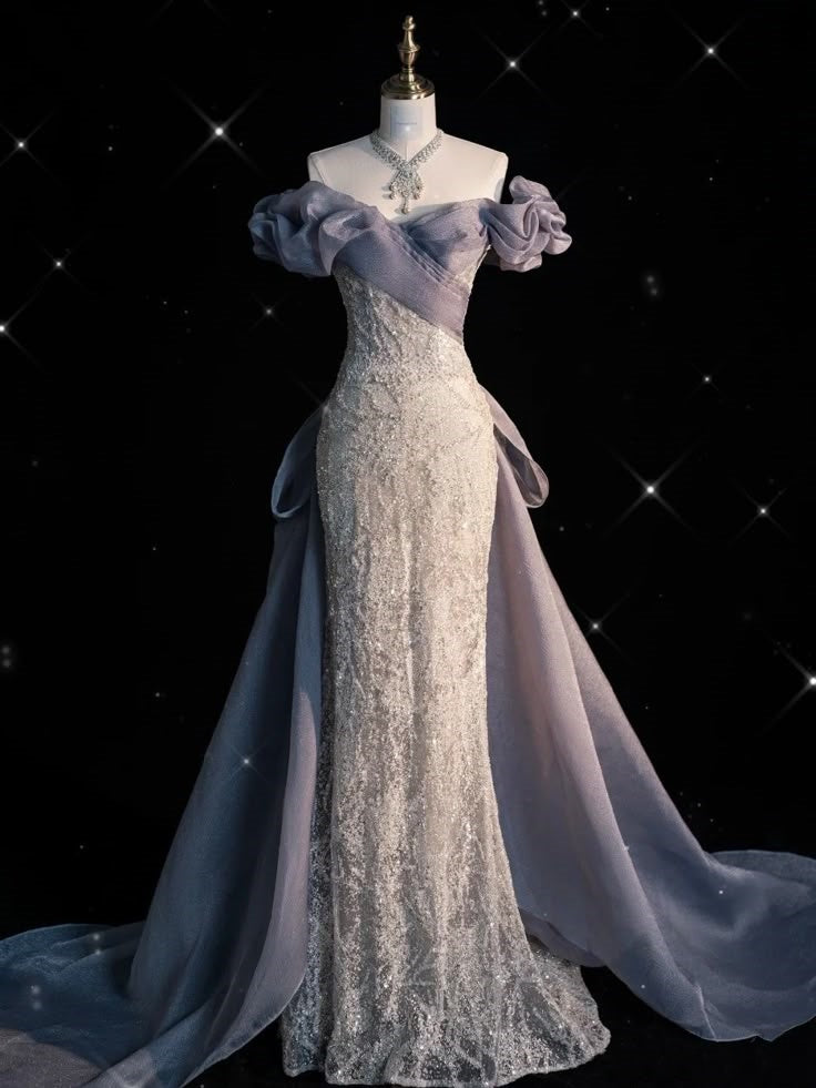 Lila Mode Elegant Exquisite Spitze Lange Tüll Bodenlangen Abendkleid Ballkleid Partykleid Ballkleid nv3762