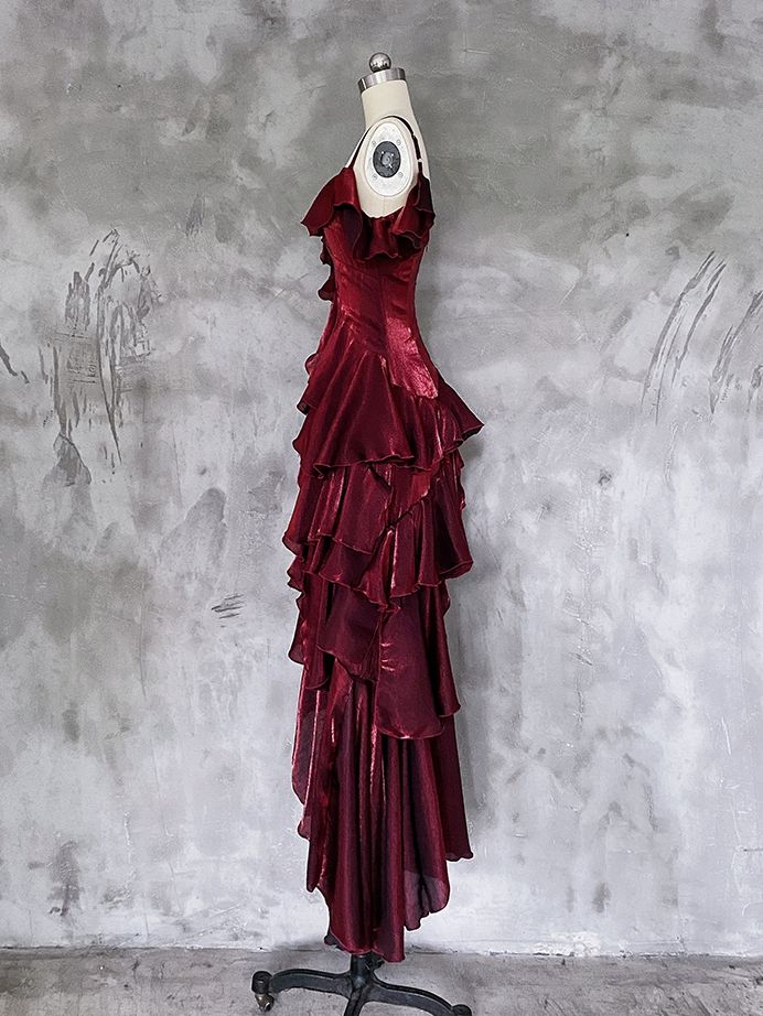 Wunderschönes rotes elegantes langes Meerjungfrau-Ballkleid aus Satin im Slim-Fit nv4819