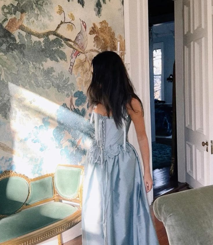 Robe de soirée longue en satin bleu vintage élégante nv2909