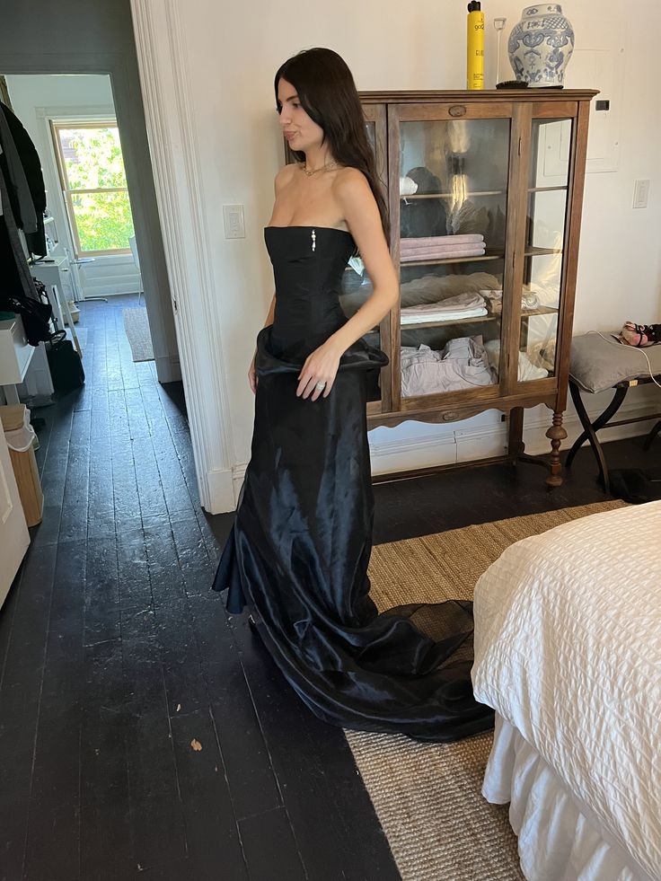 Schwarzes schlichtes elegantes langes Ballkleid Abendkleid Partykleid nv2187