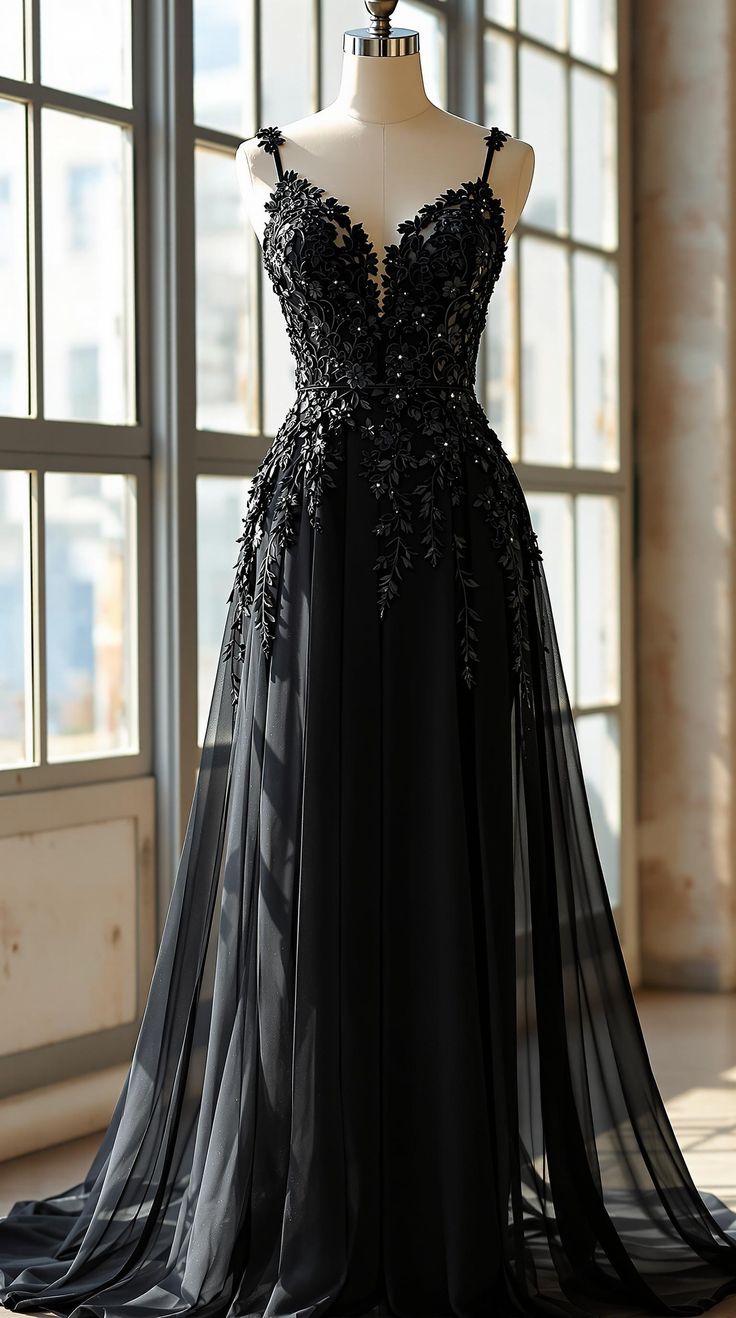 NiceVestidos - Robe de soirée longue noire, minimaliste et élégante NV6026