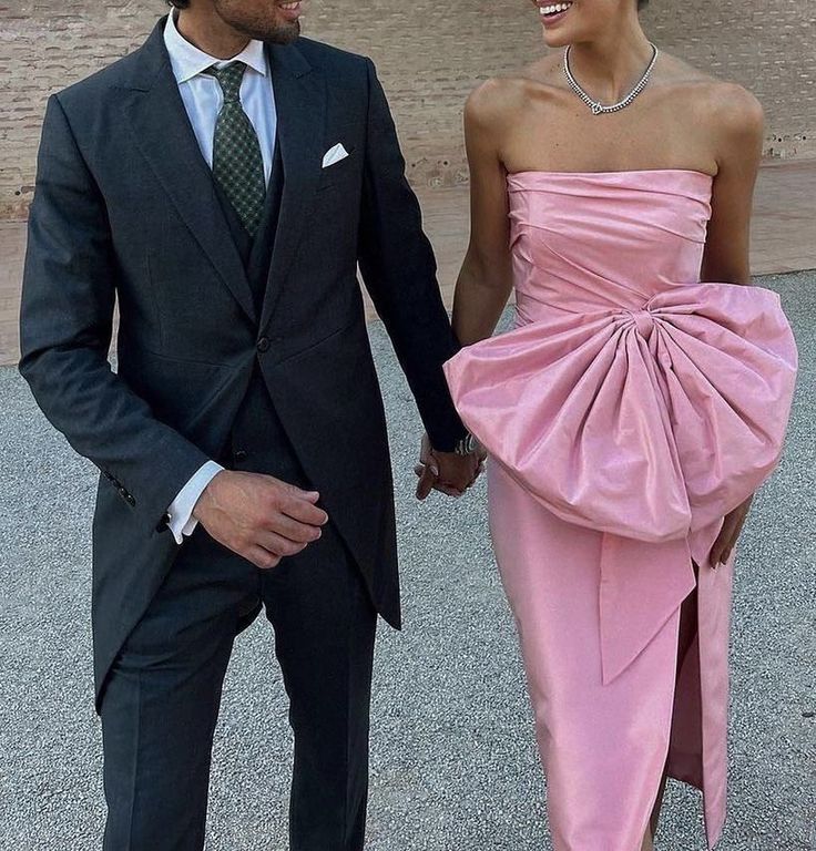 Rosa Elegantes Einfaches Einzigartiges Satin Maxikleid Mit Schleife Langem Schlitz Ballkleid Abendkleid nv2735