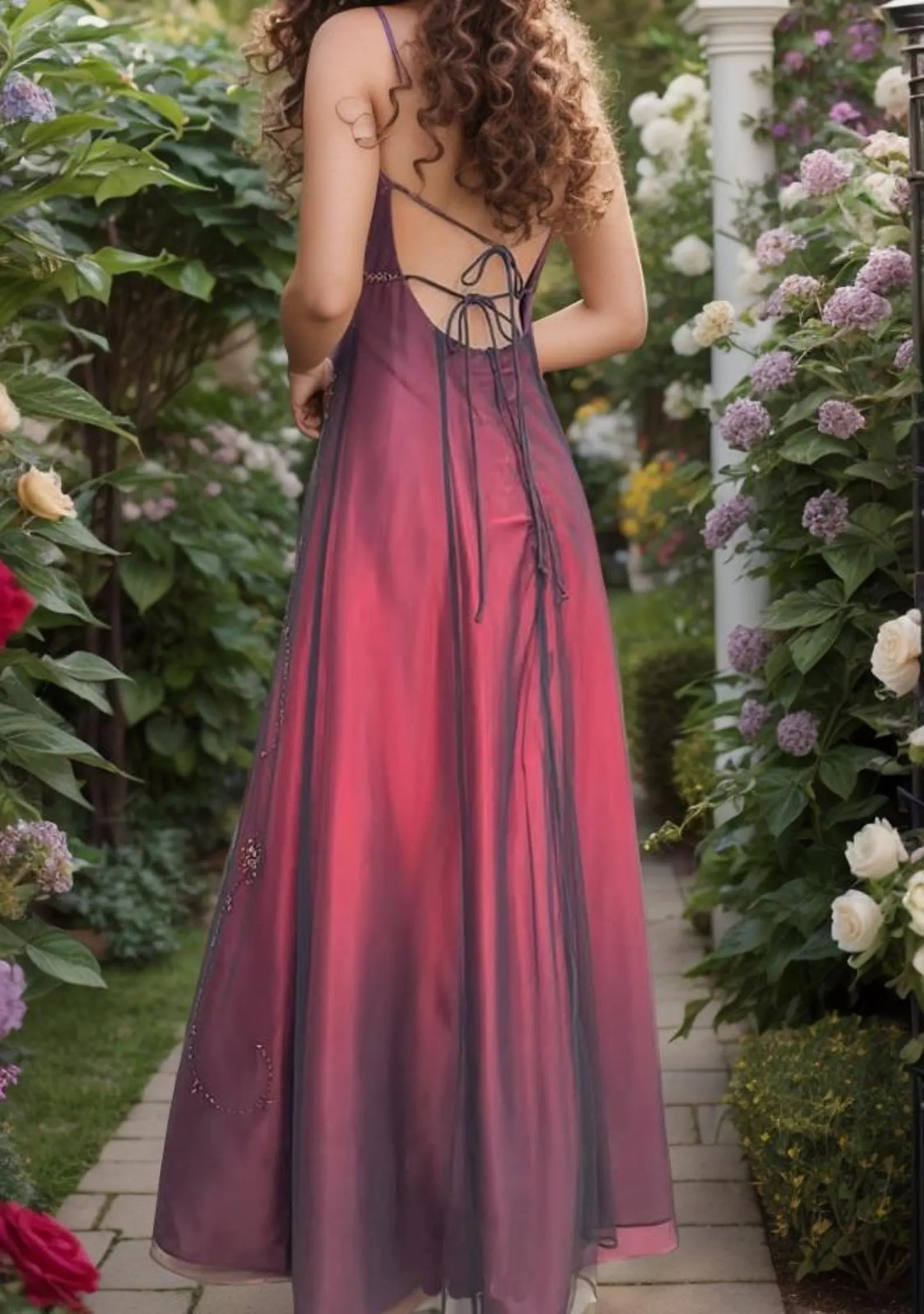 Burgunder Vintage Ballkleid Ombre Perlenkleid Langes Satin Ballkleid Partykleid Abendkleid nv4220