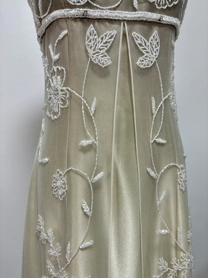 Goldgelbes Retro-Mode-Farbverlauf, exquisites, perlenbesetztes langes Tüll-Ballkleid, Abendkleid, Partykleid nv3701
