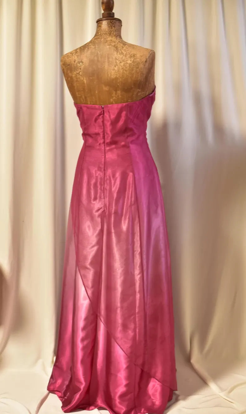 Rosa Pretty Fashion Off Schulter Exquisite Perlen Lange Tüll Satin Ballkleid Abendkleid Partykleid nv3614