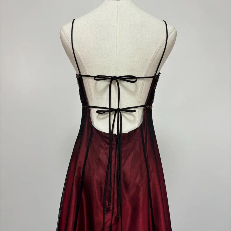 Robe de soirée longue en tulle perlé bordeaux, dégradé de mode rétro, exquise, robe de bal, robe de soirée nv3702