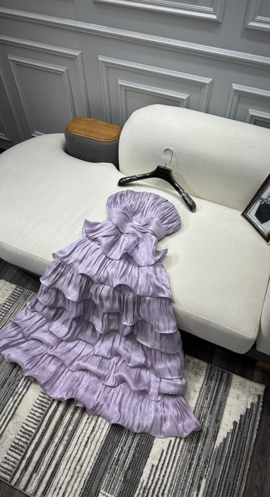 Schulterfreies, gewelltes, gestuftes Mini-Partykleid, Geburtstags-Outfit, Abendkleid, Ballkleid nv2049