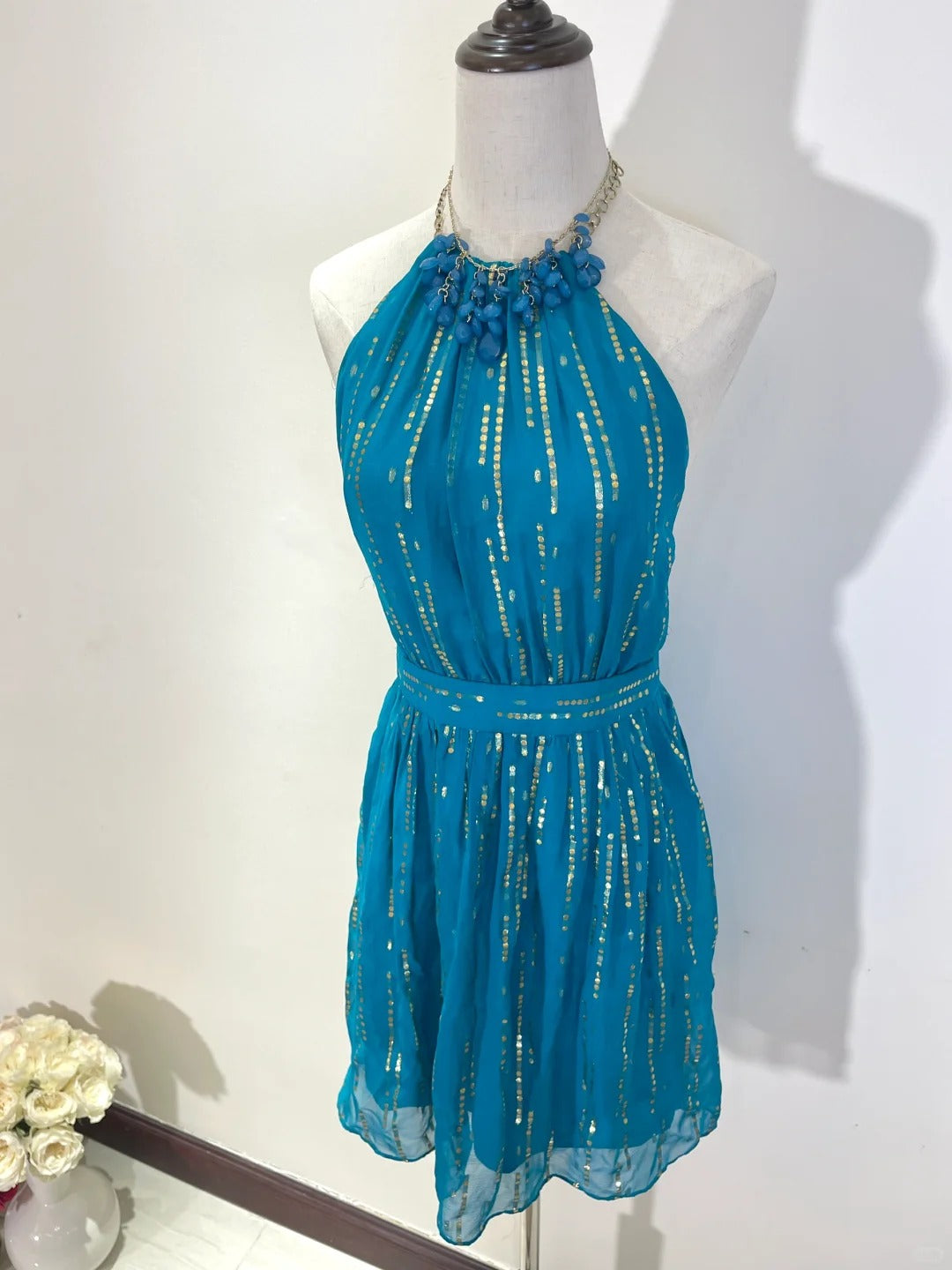 ✨Hübsches, kurzes Chiffon-Heimkehrkleid, Partykleid, Blau, NV5432