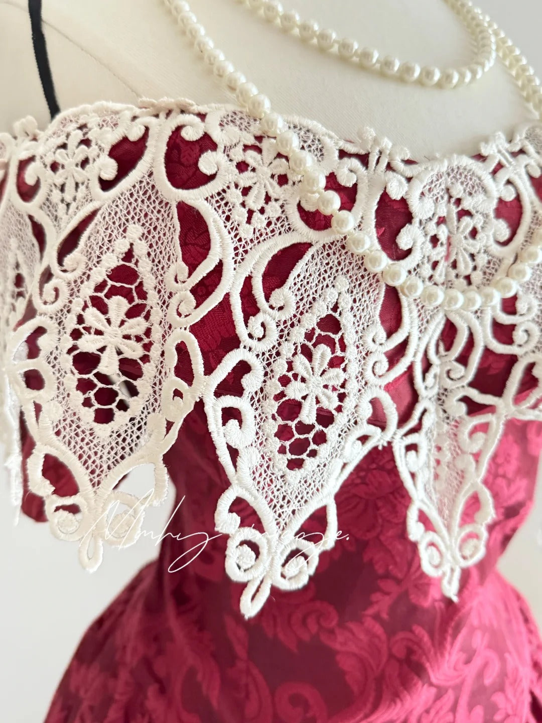 Rosa Retro Elegant Rot Kamelie Blumen A-Rock Exquisite Spitze Langes Satin Ballkleid Abendkleid Partykleid Ballkleid nv4099