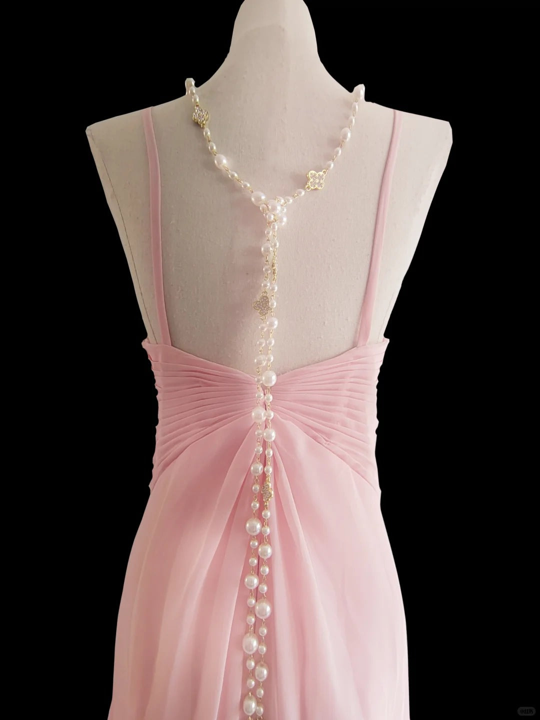 Rosa elegantes langes Chiffon-Ballkleid im Meerjungfrauenstil, NV5221