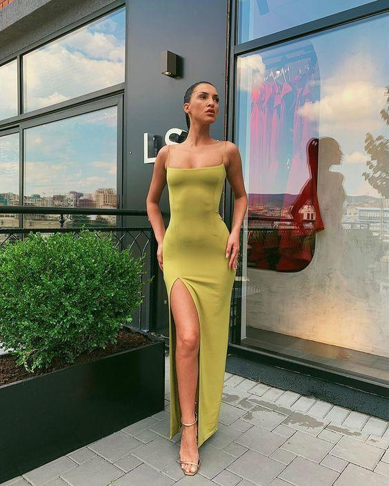 Robe de bal longue avec fente latérale, robe de soirée pas chère nv2
