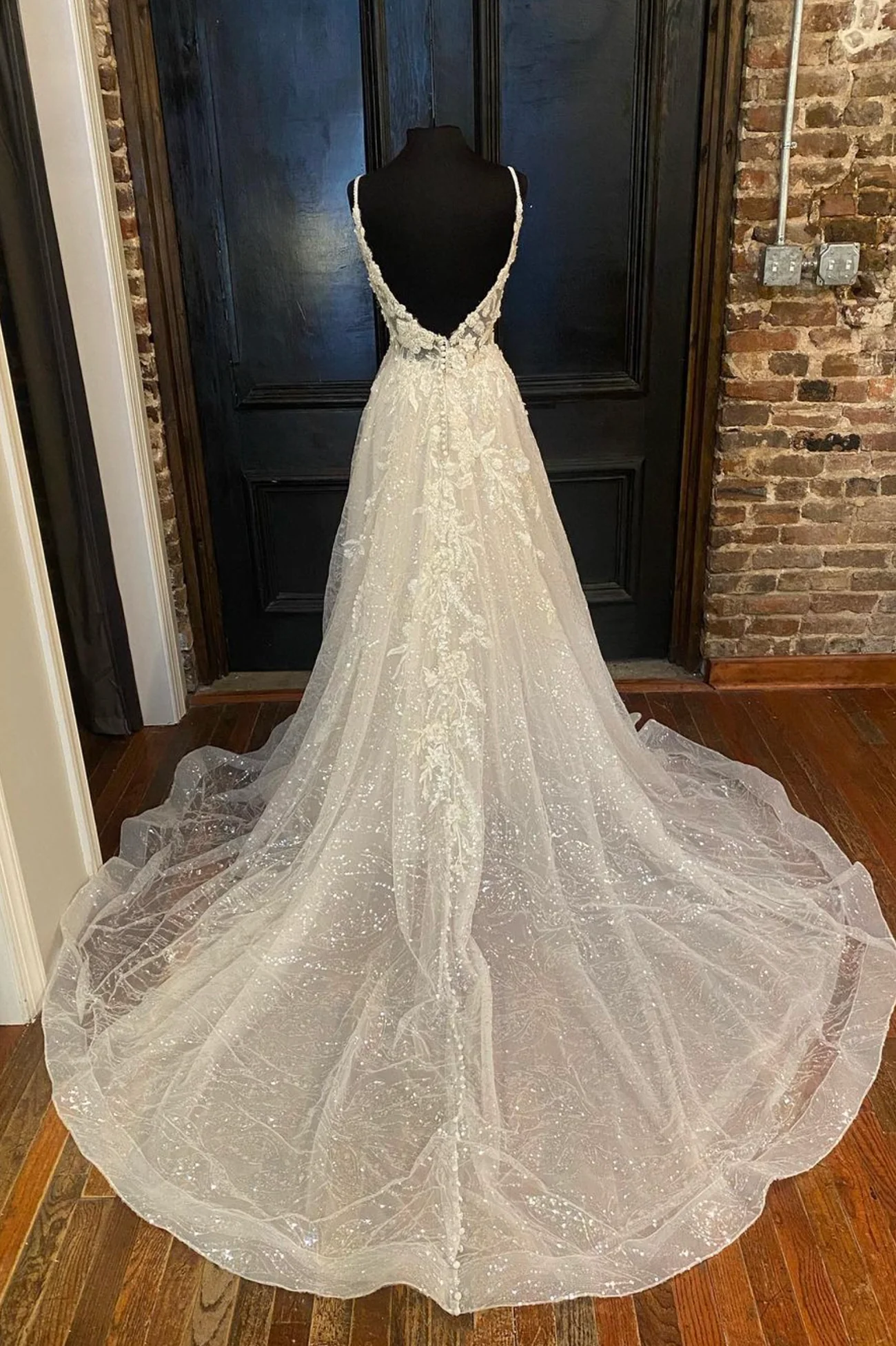 Weißes langes Ballkleid aus Tüll mit Pailletten, rückenfreies Abendkleid in A-Linie nv867