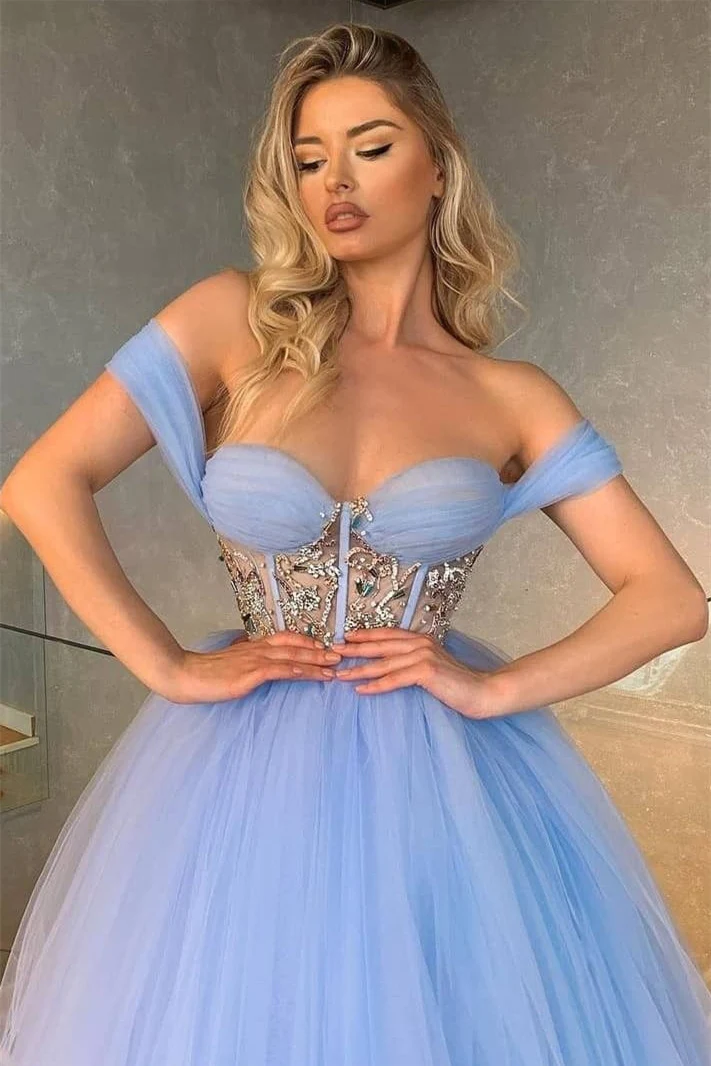 A-Linie, schulterfrei, herzförmiger Ausschnitt, Spitze, knöchellang, Ballkleid nv174