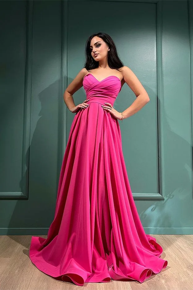 Fuchsia Long Prom Dress With Split Sweetheart nv974