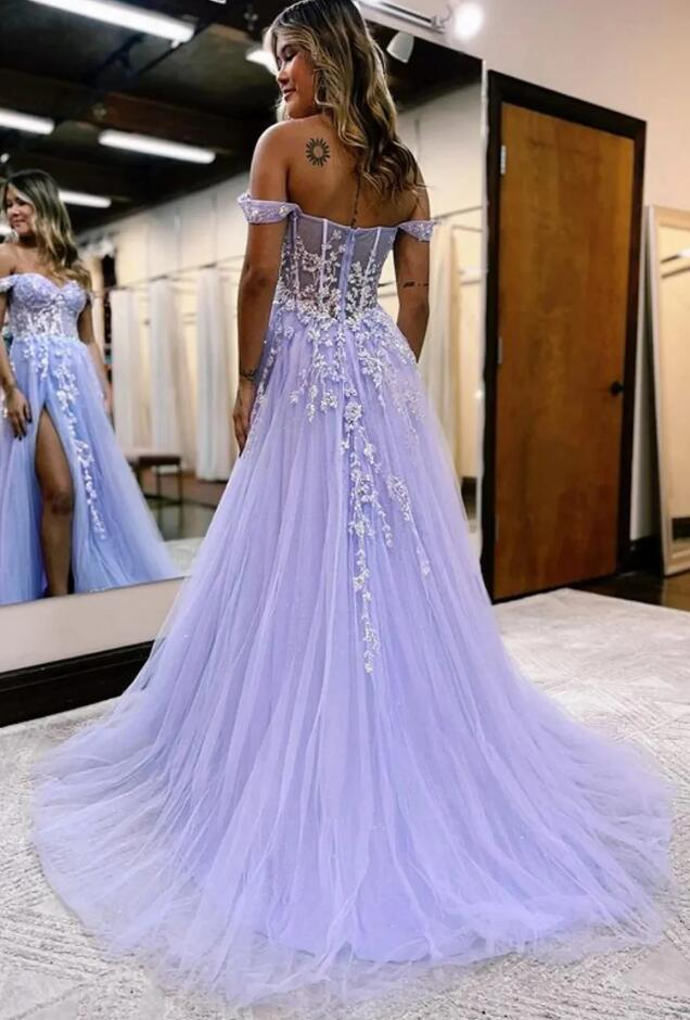 Glitzerndes langes Ballkleid mit Schlitz nv999