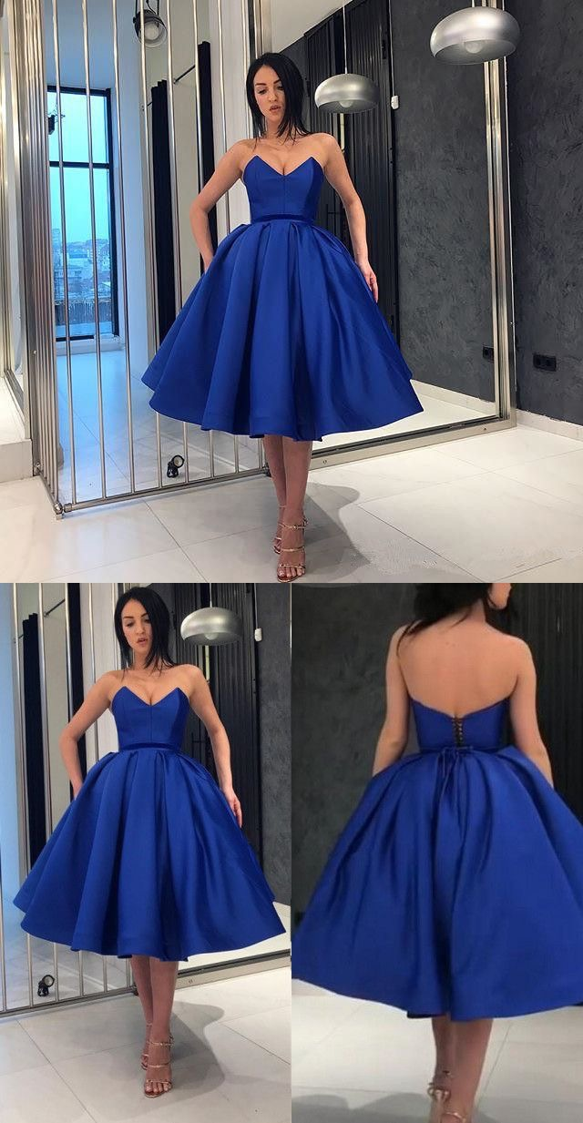 Königsblaue knielange Ballkleider Homecoming-Kleider nv569