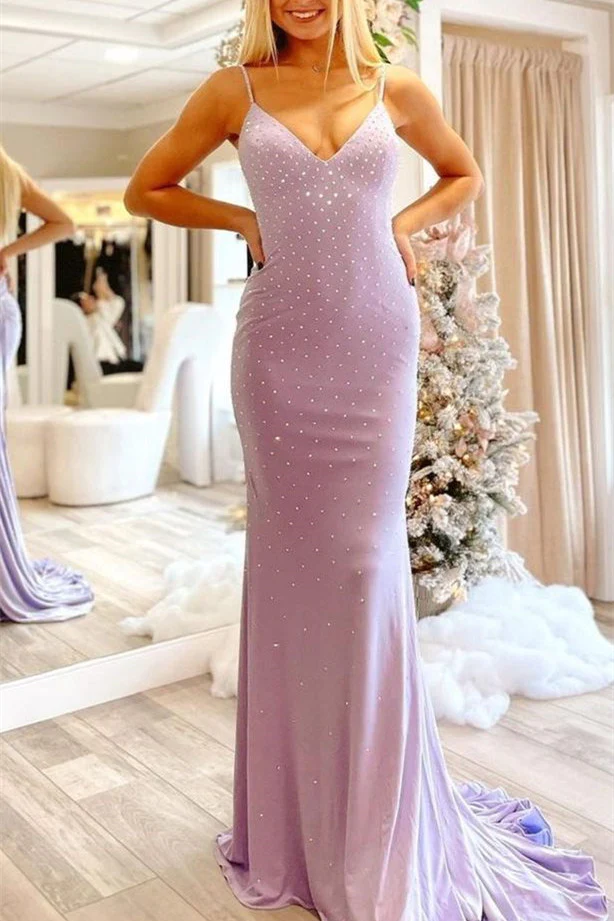 Hellblaues langes Ballkleid im Meerjungfrauen-Stil mit Bindeband hinten, nv269