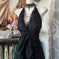 Schwarzes Vintage-Mode-Spitzen-Hosenträger-V-Ausschnitt-langes Ballkleid-Abendkleid-Partykleid nv3623