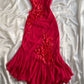 Rot V-Ausschnitt Elegantes Langes Chiffon Ballkleid Abendkleid Partykleid nv4580