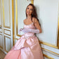 Pink Gorgeous Elegant Sweet Strapless Rhinestone Decorated Long Satin Ball Gown Evening Dress nv2766