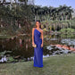 Blue Sexy One Shoulder A-Line Sleeveless Long Evening Gown Prom Dress Party Dress nv2497