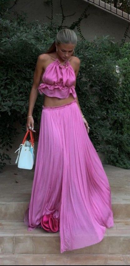 Blau/Rosa Mode Zweiteiler Elegantes Hochzeitsgast-Partykleid Urlaubskleid nv5334