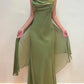 NiceVestidos -- Ärmelloses, bodenlanges Abendkleid aus lila/olivgrünem Chiffon im Feenstil NV5776
