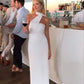 Robe de soirée longue en satin blanc simple et élégante nv2411