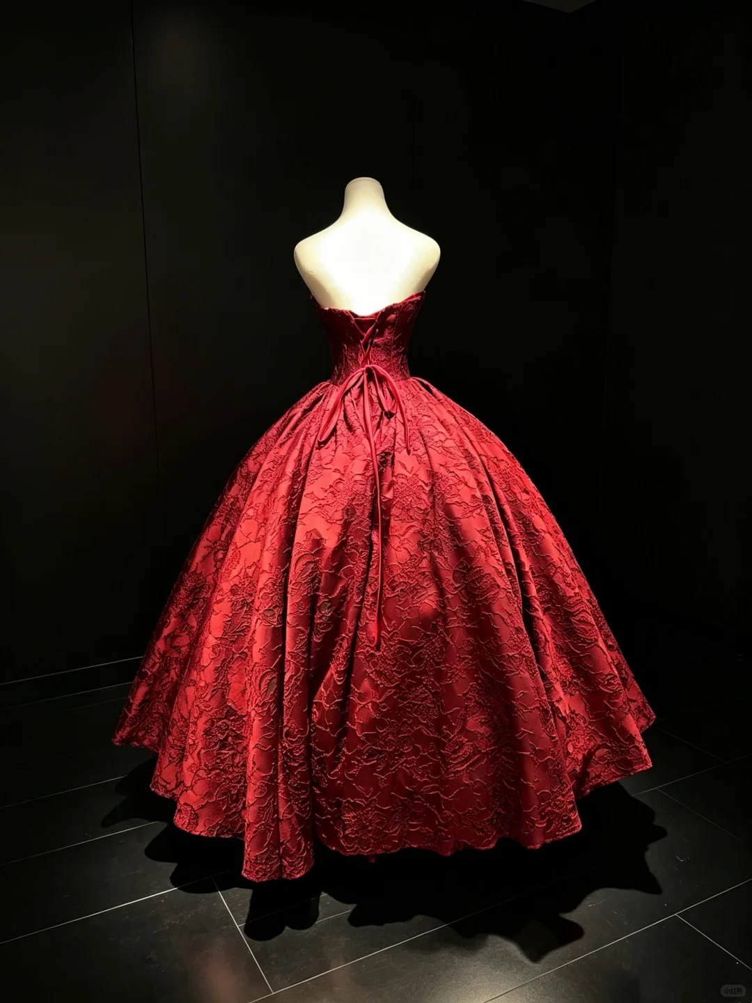 Strapless Burgundy Jacquard Ball Gown Embossed Floral A-Line Formal Prom Evening Dress  NV6986