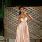 Robe longue en satin rose nude à bretelles, tenue de plage, de fête, d'anniversaire, de vacances, nv4676
