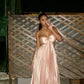 Robe longue en satin rose nude à bretelles, tenue de plage, de fête, d'anniversaire, de vacances, nv4676