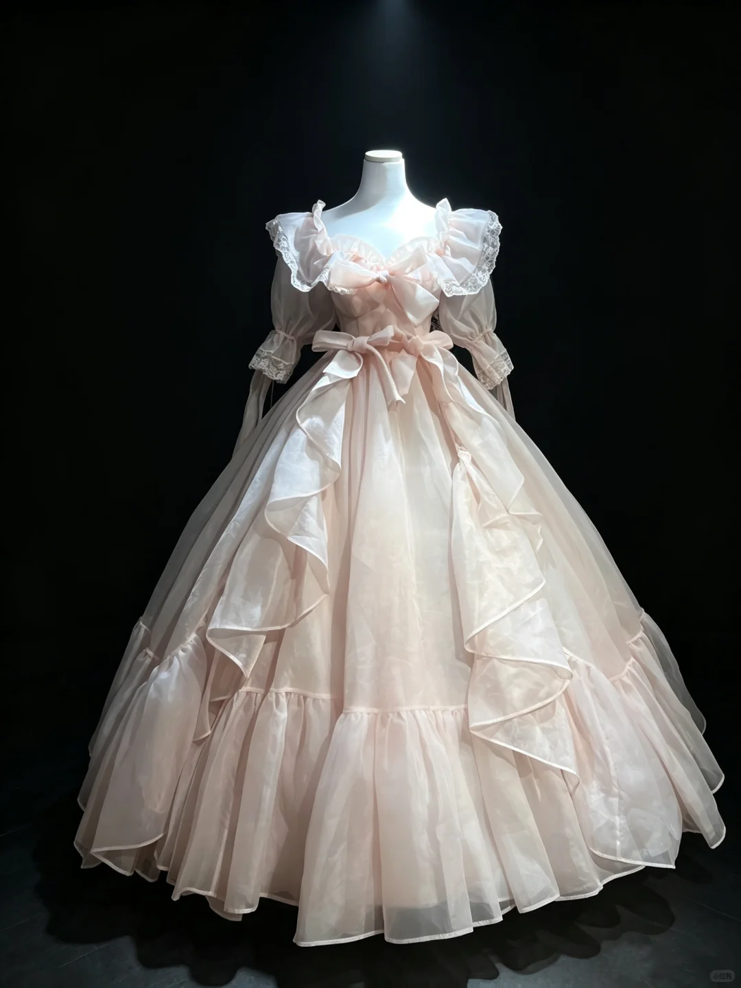Light Pink Off Shoulder Ball Gown Lace Ruffle Puff Sleeve Big Bow Organza Lolita Formal Dress  NV6974