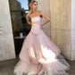 Light pink tulle elegant long ball gown evening dress bridal shower guest dress nv268