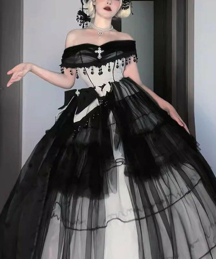 Robe longue rétro style nouvelle robe d'anniversaire magnifique NV6498