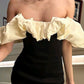 Robe de soirée courte noire à volants nv2862