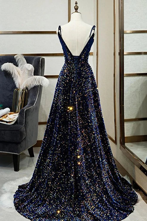Schwarzes, glänzendes, elegantes, langes A-Linien-Abendkleid mit Schleife hinten, Ballkleid, Partykleid, nv4173