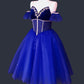 Robe de soirée courte en tulle vert/bleu vintage, robe de bal, robe de bal, nv4459