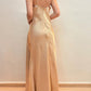 NiceVestidos – Exquisites, florales, perlenbesetztes Feenkleid, ärmellos, champagnerfarbenes Satin, A-Linie, bodenlanges Abendkleid mit Spaghettiträgern, Ballkleid NV5774