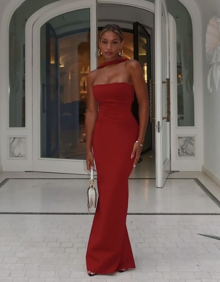 Rotes schlichtes, elegantes, langes Ballkleid-Abendkleid NV2230